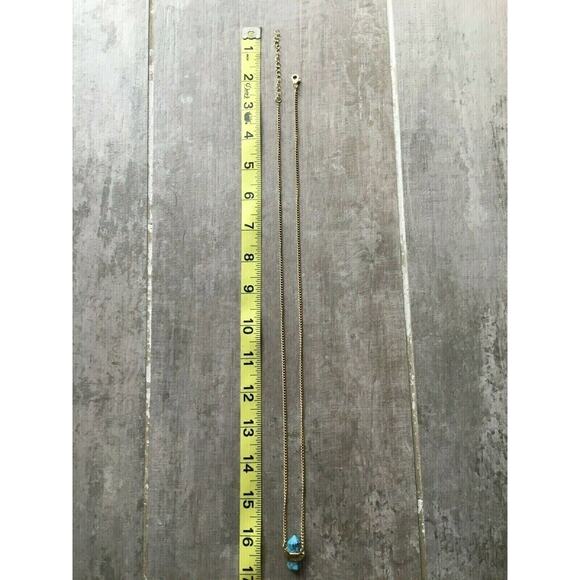 Los Angeles Boutique Long Gold Statement Necklace Faux Turquoise Stone Boho NEW - Picture 4 of 4